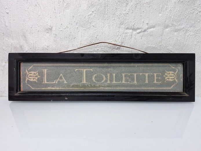 Vintage-Style French "La Toilette" Framed Wooden Sign