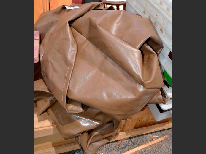 LOT: 2 x BROWN PVC TARPAULINS