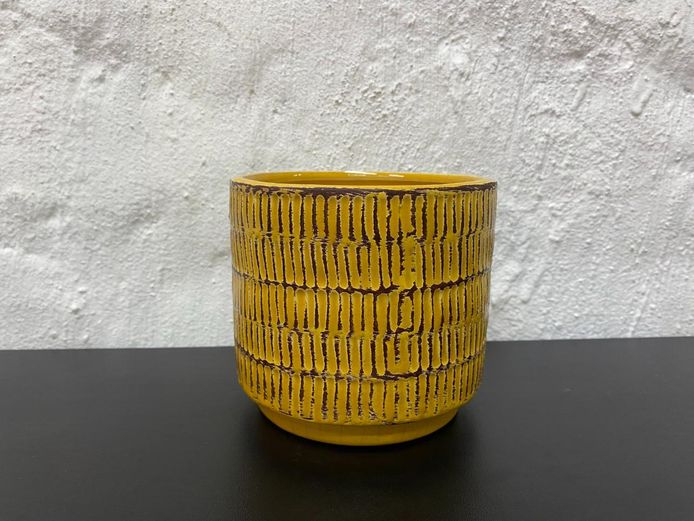 Mid-Century Modern Style Textured Ceramic Planter