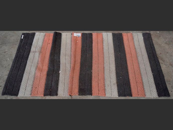 BROWN, BLACK & BEIGE RUG, 140 x 65cm