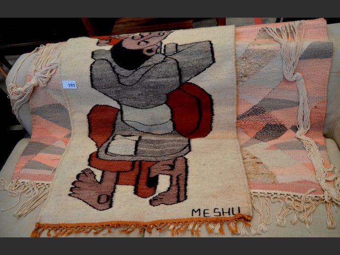 LOT OF 2: WALL HANGINGS, 130 x 90cm & 120 x 81cm