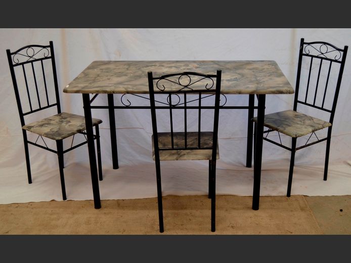 DINETTE TABLE WITH 3 MATCHING CHAIRS, 120 x 70 x 74cm