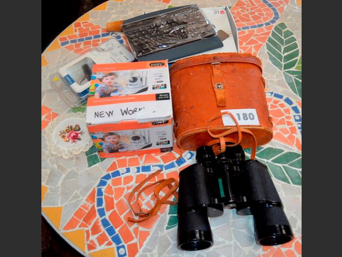 BINOCULARS WITH CASE, VOIA KEYBOARD, IP CAMERA, etc [Untested]