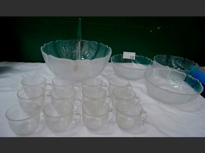 PUNCH BOWL SET, GLASS BOWLS, etc