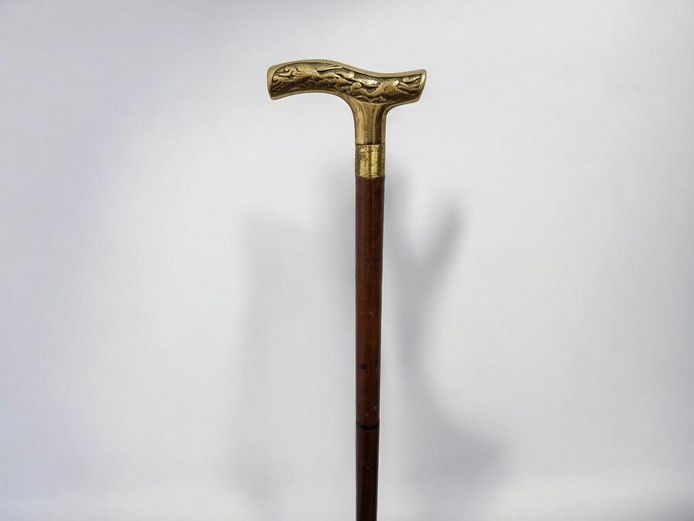 Vintage Heavy Ornate Brass T-Handle Walking Cane