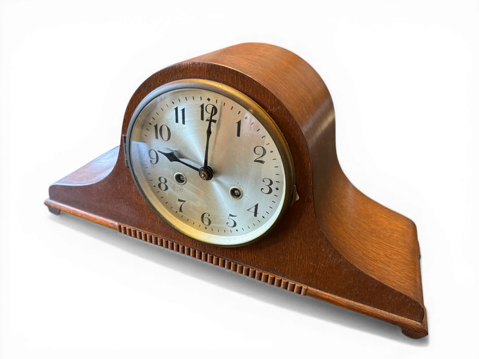 Vintage Wooden Mantel Clock (Mechanical Wind-Up)