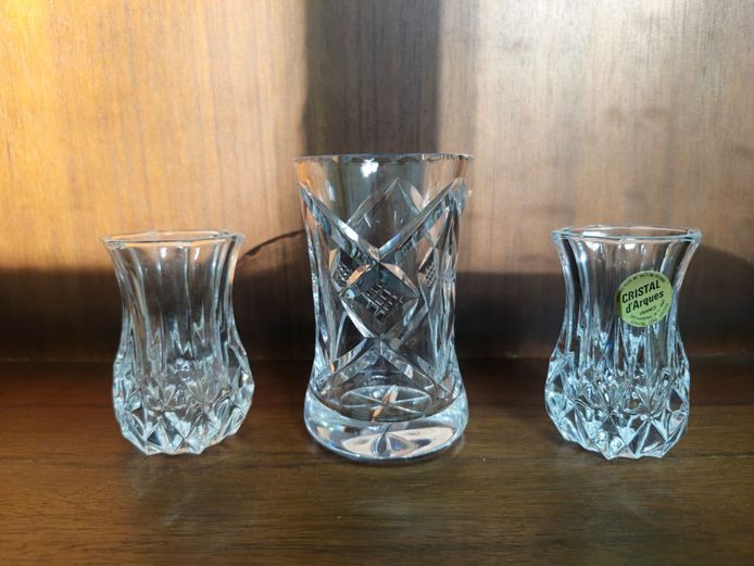 Set of Three Vintage Cristal d'Arques Lead Crystal Vases
