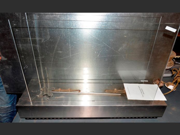 GLASS & STAINLESS STEEL ETHANOL FIREPLACE, 76 x 23 x 52cm