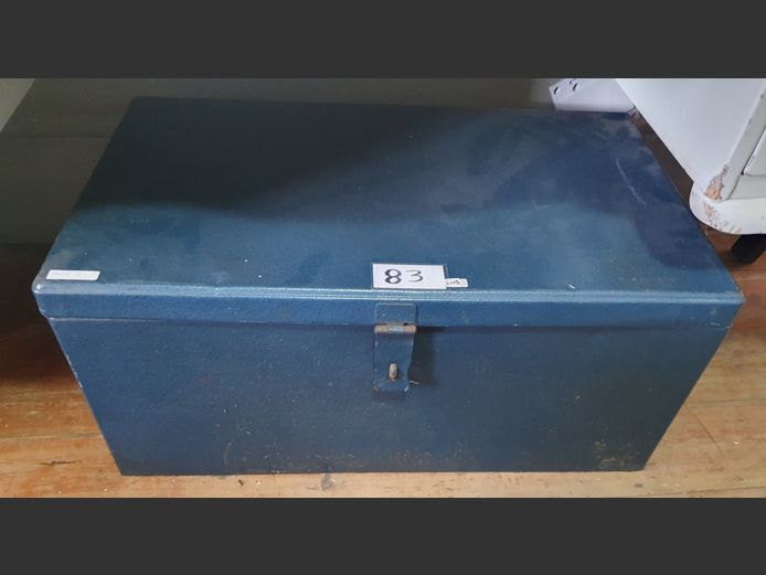 BLUE METAL TROMMEL, 68 x 40 x 31cm