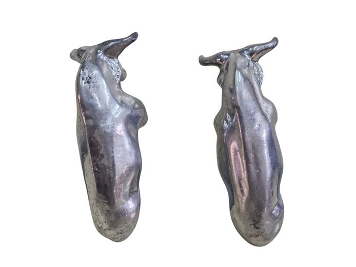 Pair of Cast Aluminum Bull Sculptural Door Handles