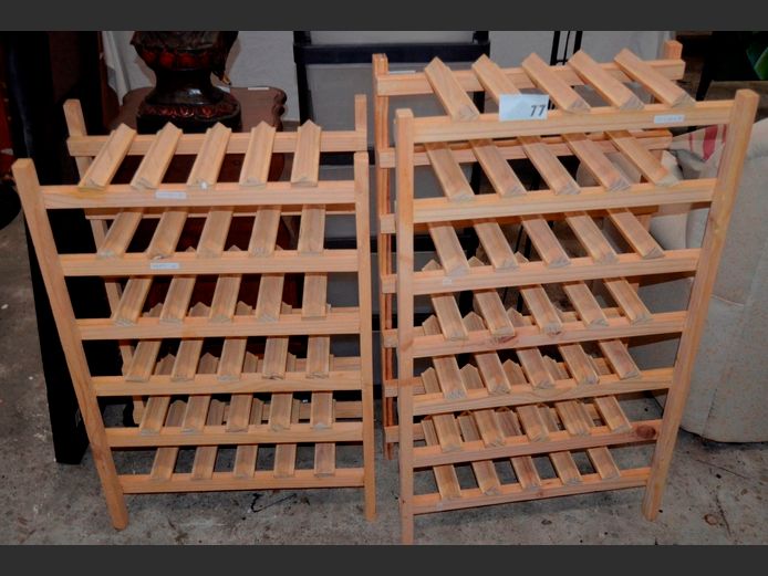 LOT OF 2: PINE WINE RACKS, 52 x 28 x 80cm & 52 x 28 x 90cm