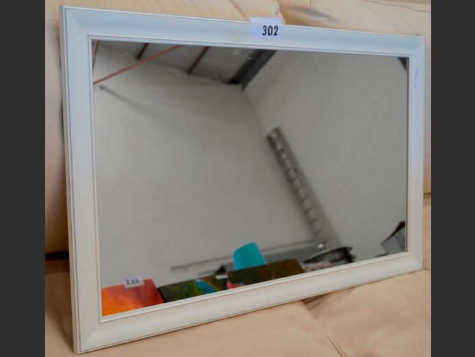 WHITE FRAMED MIRROR, 80 x 50cm