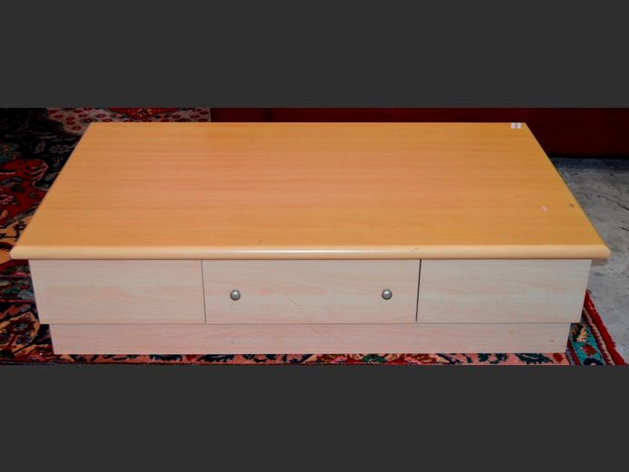 BEECH FOIL COFFEE TABLE WITH DRAWER, 135 x 75 x 33cm