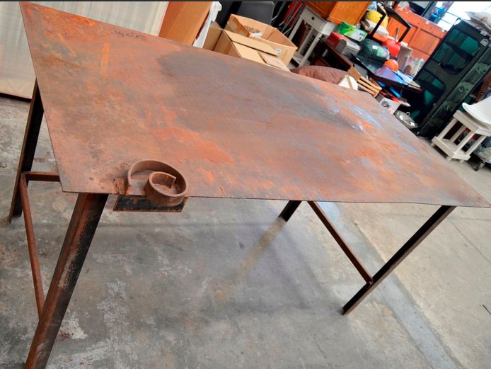 LARGE METAL WORK TABLE, 180 x 90 x 92cm