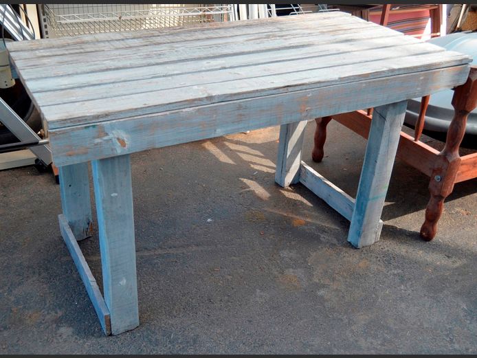 WEATHERED OUTDOOR TABLE, 143 x 73 x 79cm
