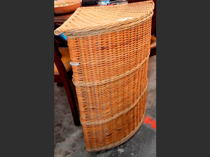 WICKER CORNER LAUNDRY BASKET, 65 x 44 x 82cm,THROW, etc