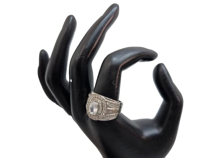 Sterling Silver Cubic Zirconia Halo Ring