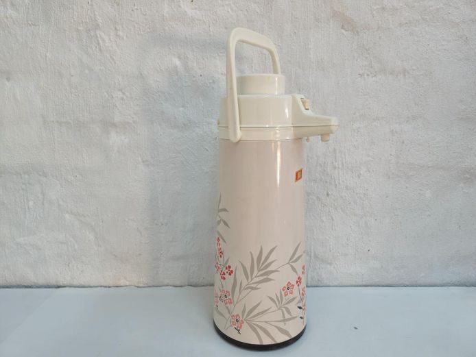 Vintage Floral Pattern Airpot Thermal Beverage Dispenser – Cream & Pink