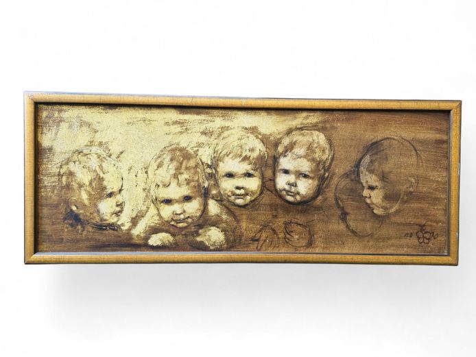 1970 Signed Cherub Framed Wall Art