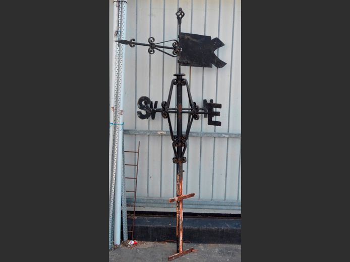 VINTAGE WROUGHT IRON WEATHER VANE,  191cm High