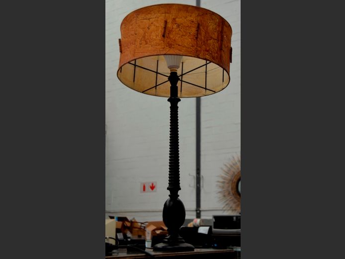 WOODEN TABLE LAMP WITH SHADE, 76cm High