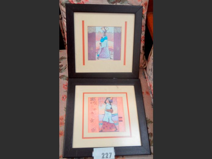 PAIR FRAMED PRINTS "AFRICAN LADIES"