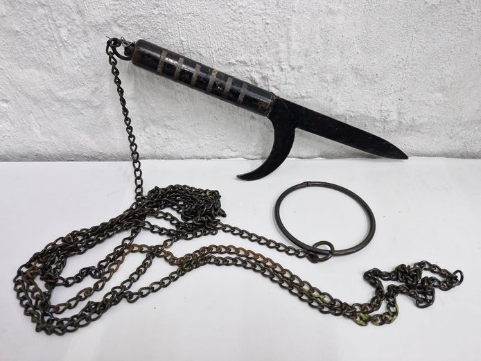 Vintage Japanese-Style Kyoketsu-Shoge Martial Arts Weapon with Chain and Ring