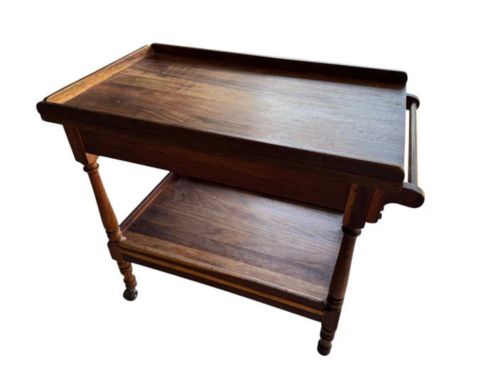 Vintage Solid Hardwood Two-Tier Tea Trolley / Serving Cart