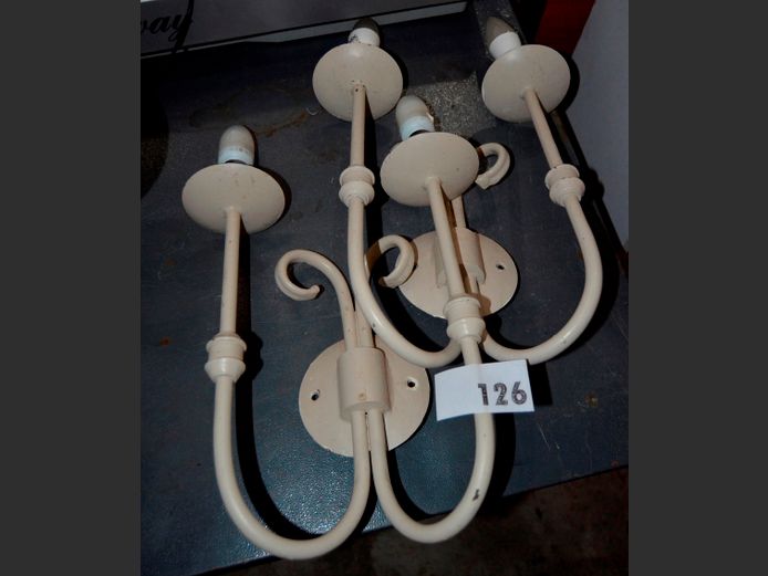 PAIR METAL 2-ARM WALL MOUNT LIGHTS, 43cm High