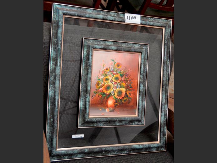 FRAMED & SIGNED OIL ON BOARD "FLOWERS IN VASE", 25 x 20cm