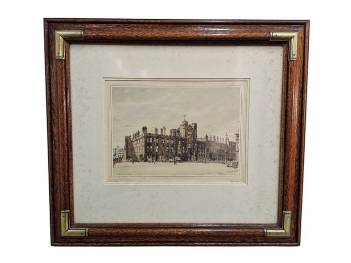 Henry Rushbury Framed Vintage Art Lithograph St. James's Palace