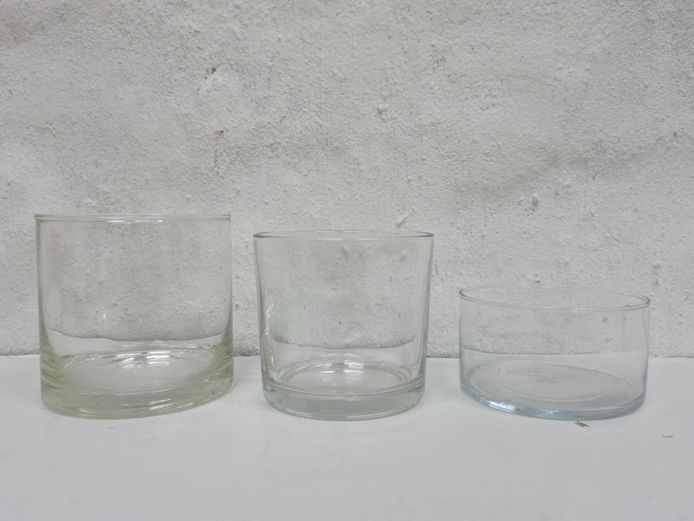 Set of 3 Minimalist Cylindrical Glass Vessels