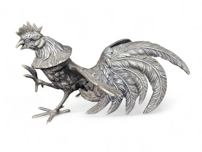 Vintage Silver-Plated Brass Rooster