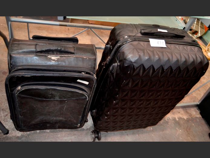 LOT: 2 x WHEELIE SUITCASES [Wheel to 1 suitcase needed, both worn]