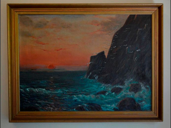 FRAMED OIL ON CANVAS "OCEAN SCENE", 74 x 54.5cm