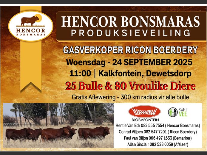 HENCOR BONSMARAS PRODUKSIEVEILING