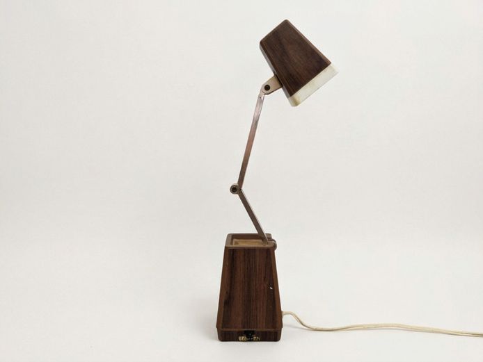 Mid-Century Modern Wood-Grain High Intensity Desk Lamp