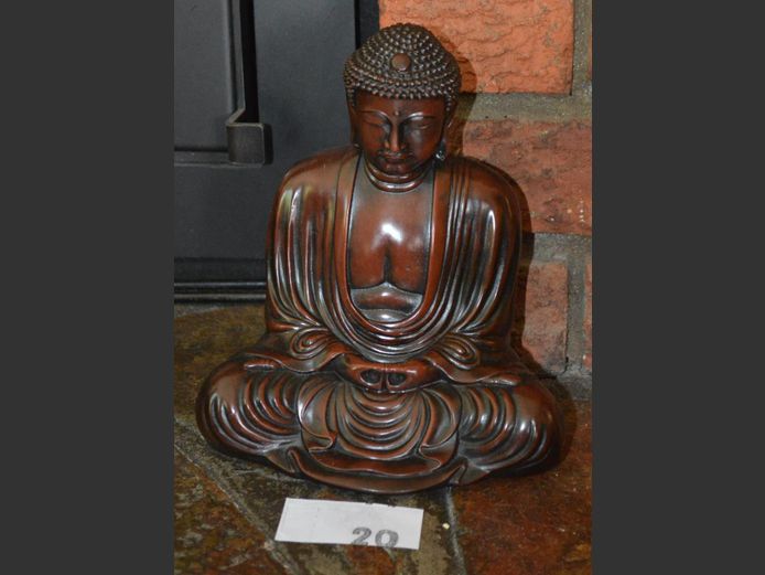 CARVED SEATED BUDDHA, 24cm High