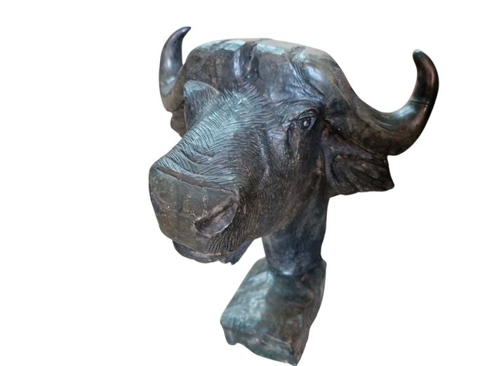 Cape Buffalo Granite Sculpture | Signed