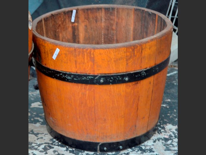 HALF CUT WINE BARREL, 49cm Diameter x 40cm High