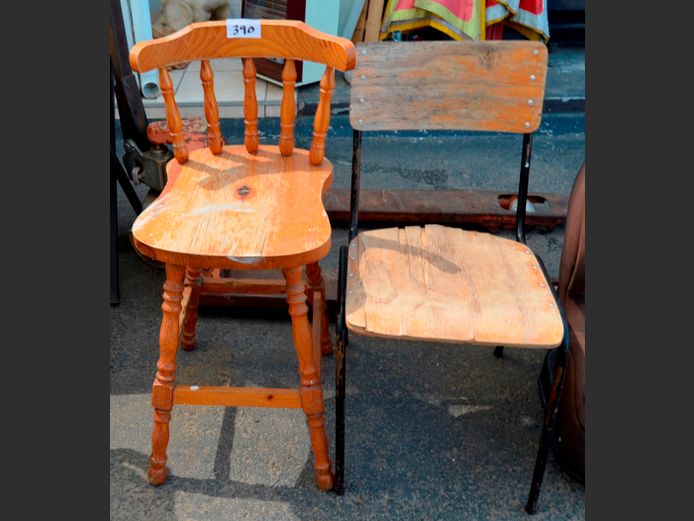 PINE BAR CHAIR & ANOTHER [Condition as per photo]