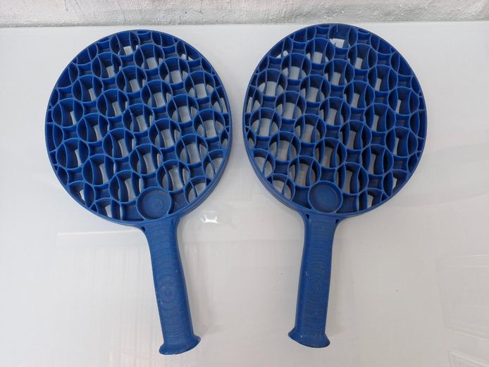 Pair of Vintage Blue Plastic Paddle Tennis Bats