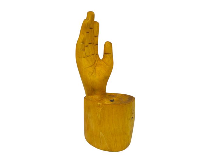 Hand-Carved Wooden Gesture of Protection Sculpture