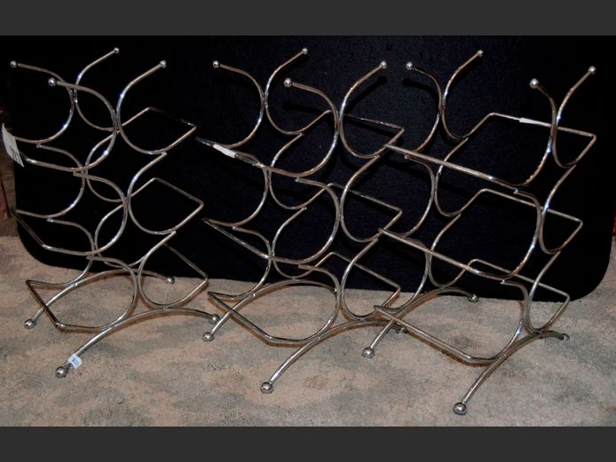 LOT OF 3: CHROME WINE RACKS