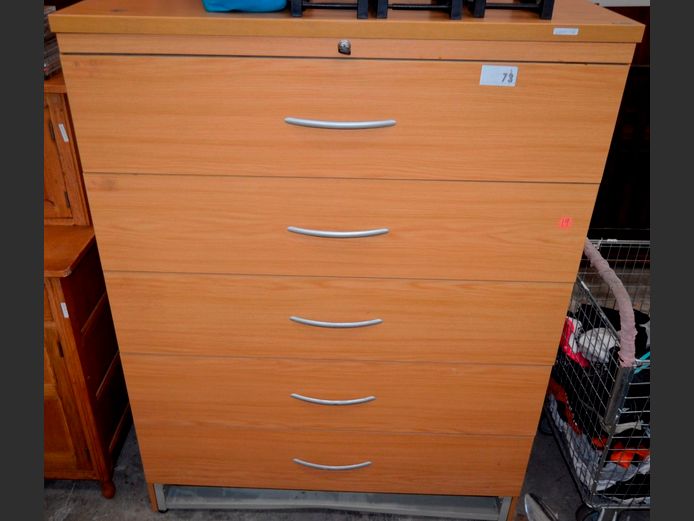 OAK FOIL 5-DRAWER OPTIPLAN, 113 x 60 x 149cm [Base panel needed]