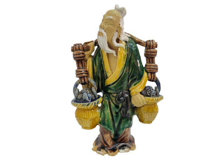 Vintage Glazed Ceramic Figurine of a Traditional Porter