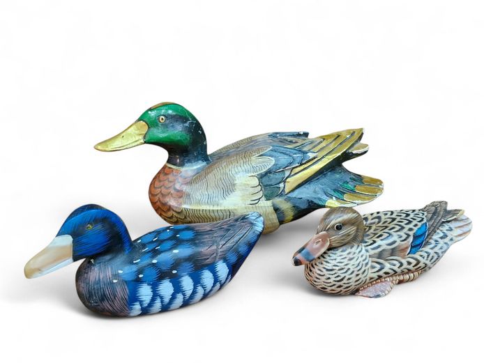 Collection of Vintage Wooden Mallard Ducks