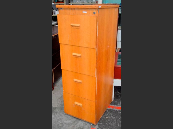 OAK FINISH 4-DRAWER FILING CABINET, 64 x 51 x 146cm