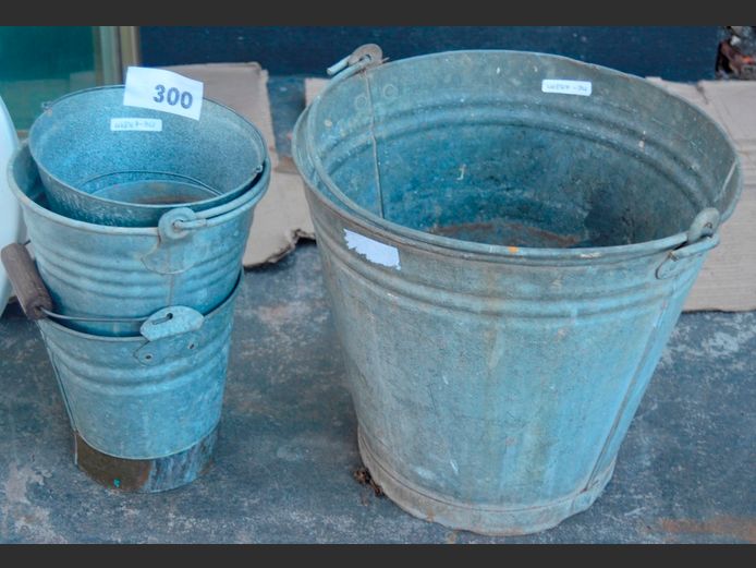 LARGE GALVANISED PAIL & OTHERS