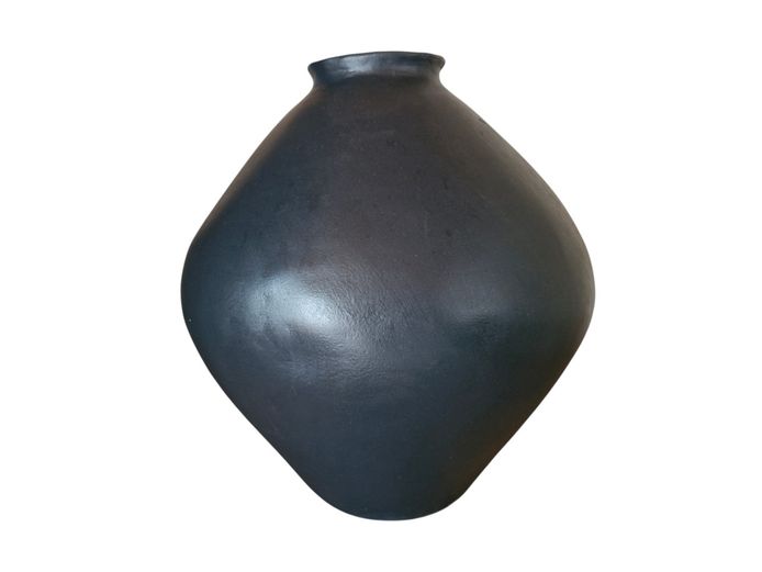 Large Fiberglass Bulb Sculptural Vase in Charcoal